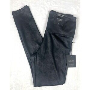 Simply Vera Vera Wang Shaping Faux Leather Leggings High Rise Black Size S NEW
